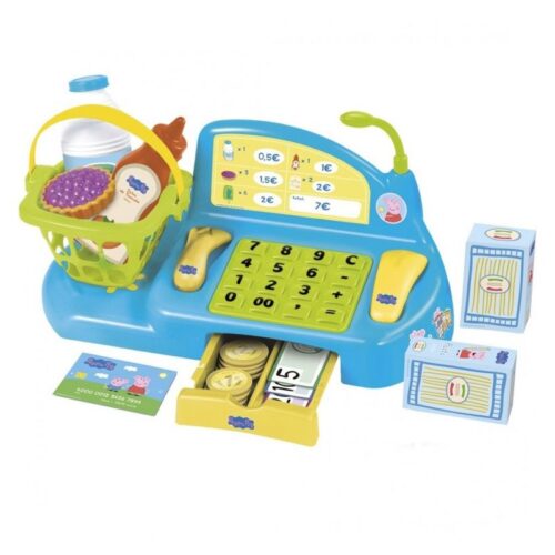 Peppa Pig Caja registradora infantil celeste con cesta