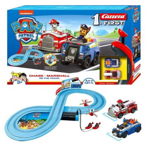 Patrulla Canina mi primer circuito con coches de Marshall y Chase de Carrera