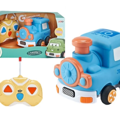 Mini tren animado radiocontrol color azul y naranja 22-457