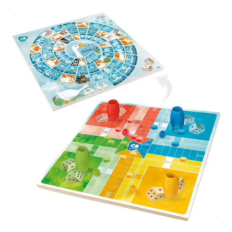 Juego Parchis y Oca tablero de madera reversible 49348