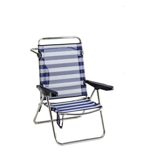 Silla alta respaldo bajo azul y blanco para playa adulto 671ALF-56
