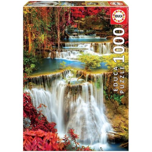 Puzzle 1000 piezas paisaje con catarata en el bosque de educa 18461
