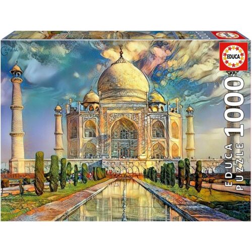 Puzzle 1000 piezas monumento Taj Mahal efecto acuarela de educa 19613