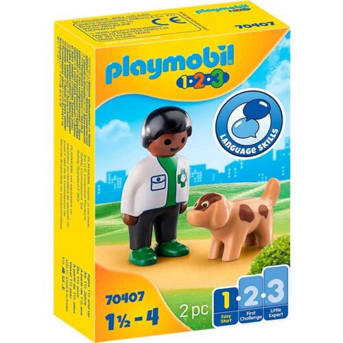Playmobil 123 Veterinario con Perro con Manchas 70407
