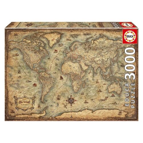 Puzzle 3000 piezas Mapamundi con aspecto papiro grande de Educa 19567