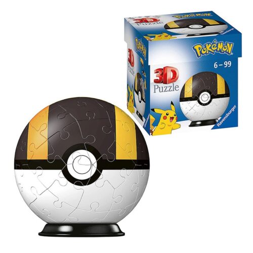 Puzzle 3D infantil de 55 piezas Ultra Ball negra y blanca de Pokémon