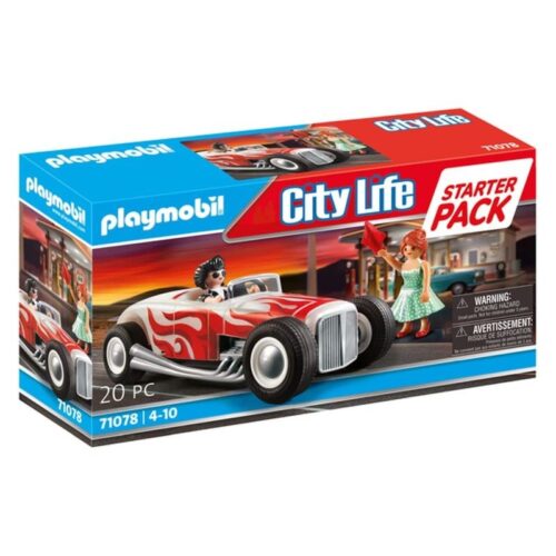 Playmobil City Life 71078 starter pack Hot Rod con 20 piezas incluidas
