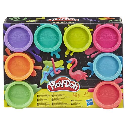 PlayDoh pack 8 botes de plastilinas de diferentes colores neón