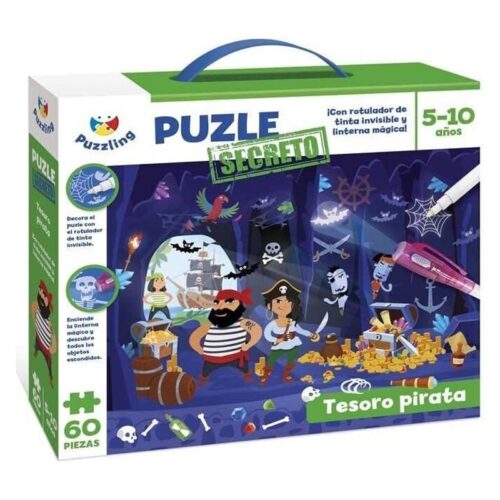 Maletín Puzzle infantil tesoro pirata 60 piezas PUM010