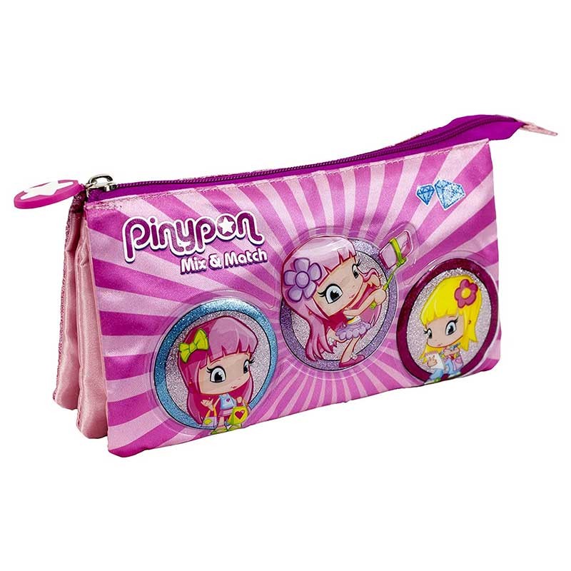 Pinypon de Famosa Estuche portatodo Triple con 3 Compartimentos Rosa