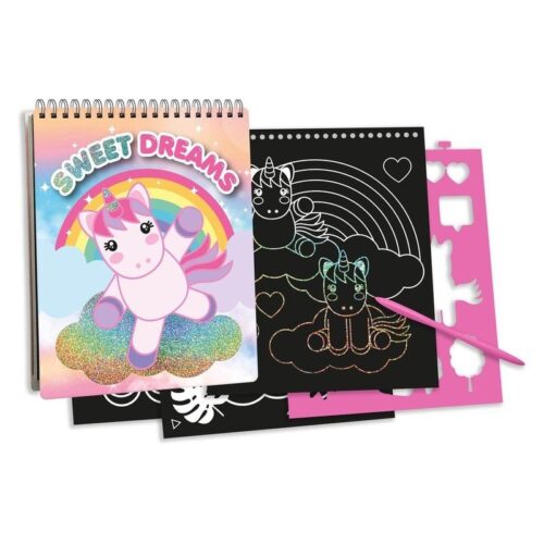 Libreta A5 rasca en display de Sweet Dreams uncornio multicolor