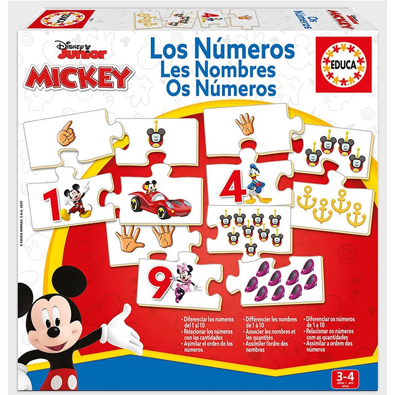 Juego de mesa infantil para aprender los números con Mickey y amigos