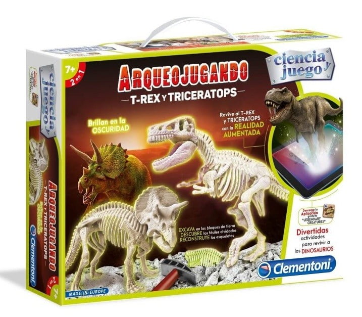 Arqueojugando T-Rex y Triceratops Ciencia y Juego de Clementoni