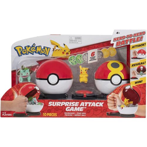 Pokémon Juego ataque sorpresa con dos megapokeballs y dos figuras