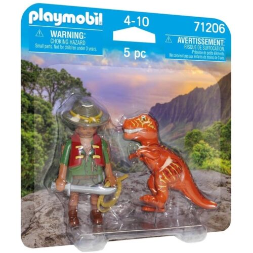 Playmobil 71206 Pack duo aventurero con látigo y dinosaurio T-Rex