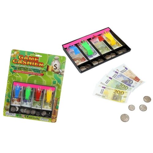 Bandeja de juguete con Monedas y Billetes de Euro para Juego Simbólico