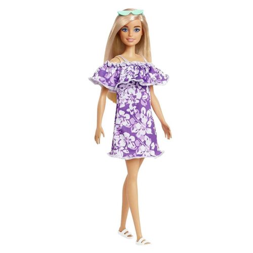 Barbie Love the ocean muñeca rubia con vestido estampado de flores
