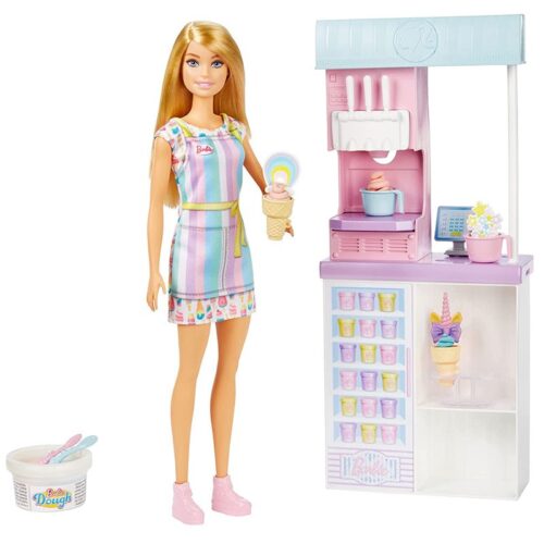 Barbie y su heladeria muñeca rubia con tienda más accesorios