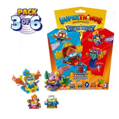 Pack naranja de 6 figuras de la serie Superzings Rescue Force