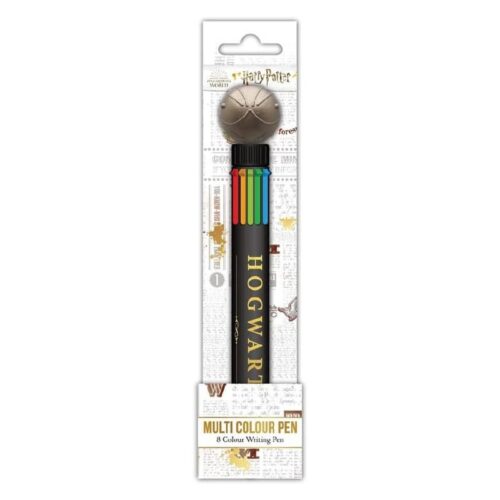 Boligrafo de ocho colores con adorno de sntich dorada de Harry Potter