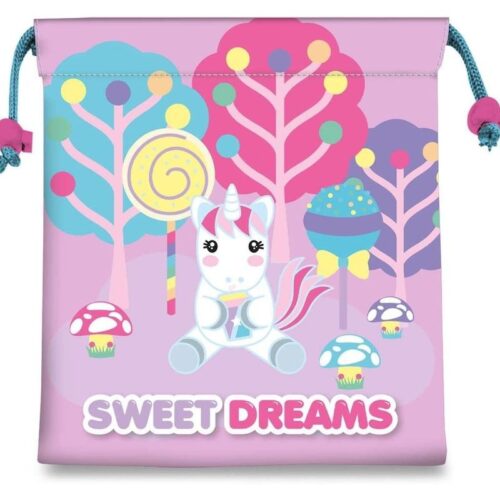 Bolsa para la merienda Sweet Dreams de color rosa con cierre ajustable