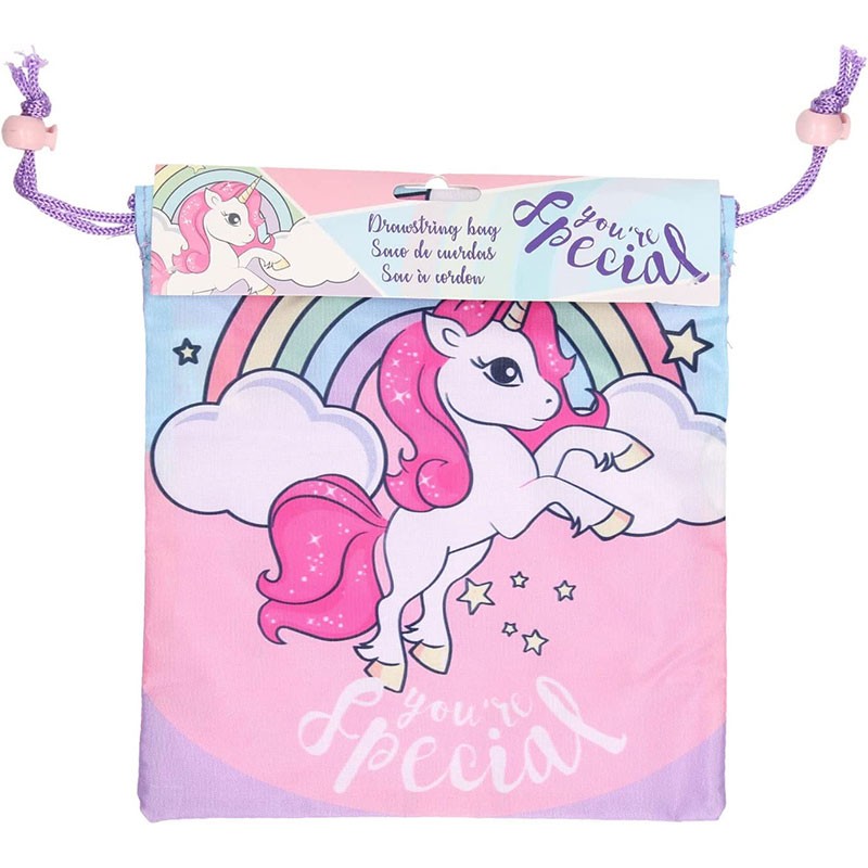 Bolsa para merienda de unicornio color rosa con cierre ajustable