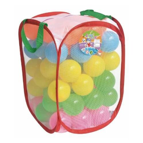 Bolsa de ochenta bolas de plástico con cinco colores diferentes
