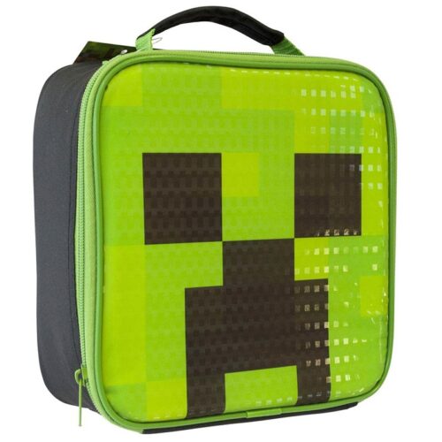 Bolsa portamerienda de minecraft con asa de transporte y cremallera
