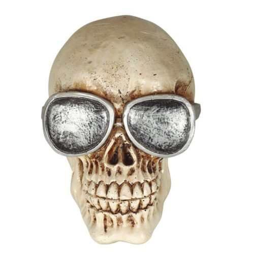 Calavera de resina con gafas 11cm para Halloween