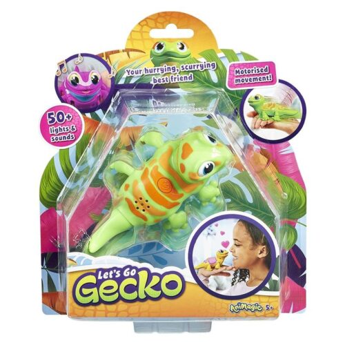Muñeco camaleón Let’s Go Gecko de luz verde con sonido y movimiento