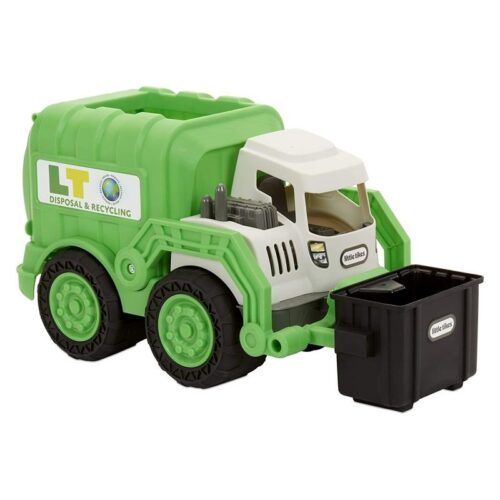 Camión de basura color verde y blanco de Little Tikes con contenedor