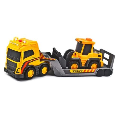 Camión Volvo con luces y sonido con remolque y vehículo de Dickie Toys
