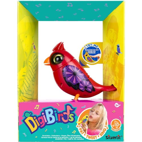 Figura Digibird de cardenal rojo cantarín interactivo con sonidos