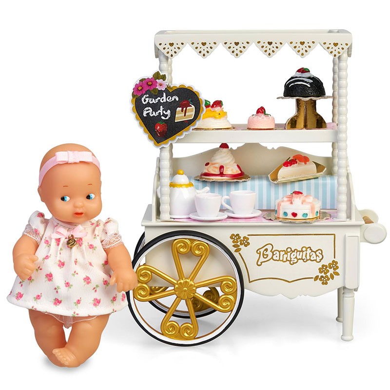 Carrito de meriendas para muñecas Barriguitas con dulces y tetera