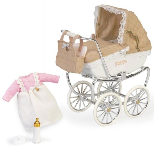 Carrito de paseo Barriguitas en tonos beige con conjunto para bebés