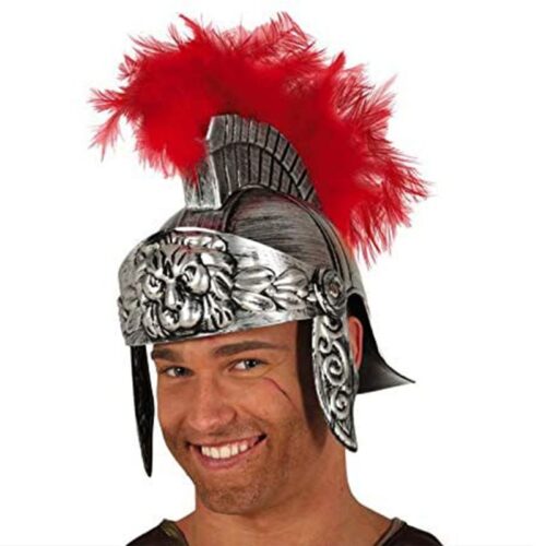 Casco Romano Plata con Pluma Talla Única de Guirca