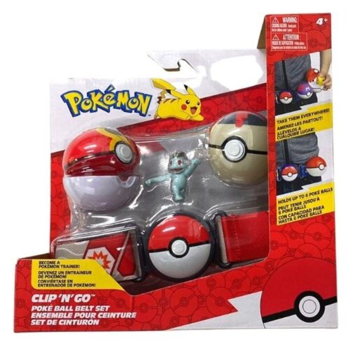 Cinturón Pokémon Clic GO con figura de batalla Machop y Poké Balls