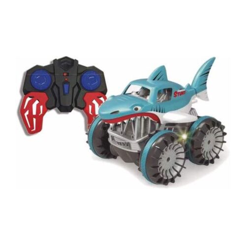 Coche a radio control Tiburón Stunt multicolor de ruedas gigantes