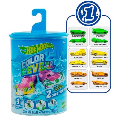 Hot Wheels Color Reveal Bote con 2 Coches Sorpresa de Mattel