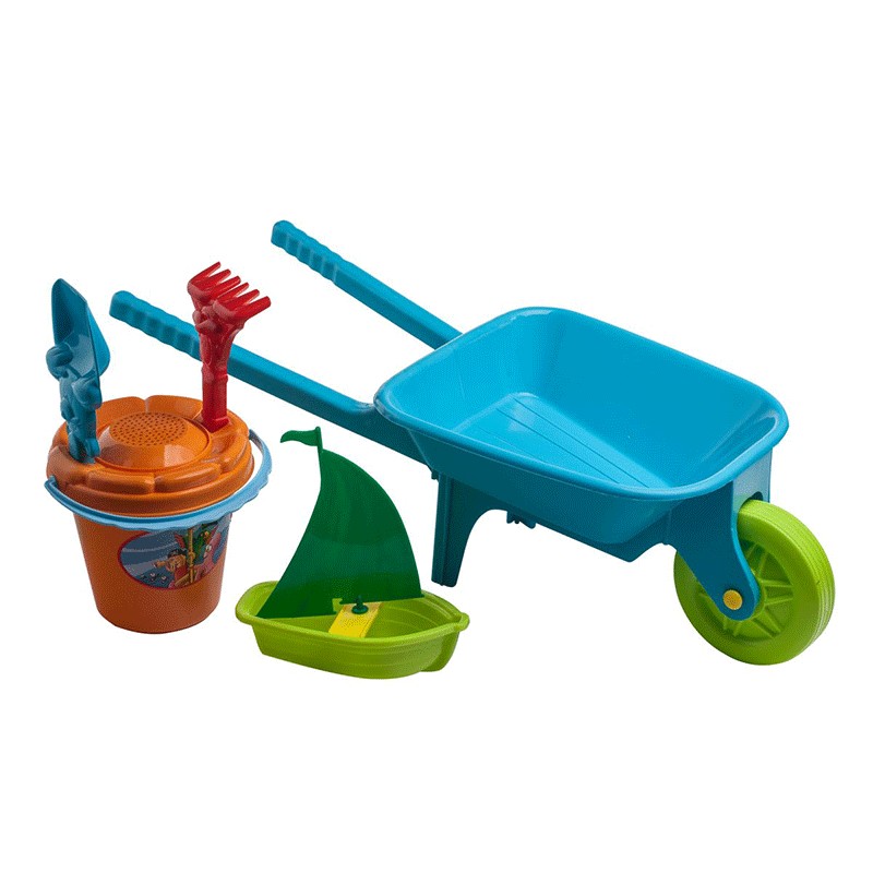 Conjunto carretilla y set de playa con velero de Jisa