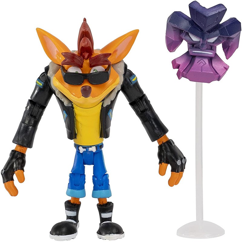 Crash Bandicoot figura de 12 cm con ropa motorista y máscara de Akano