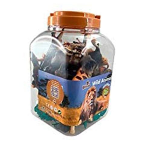 Cubo 50 piezas de animales salvajes de juguete y accesorios variados