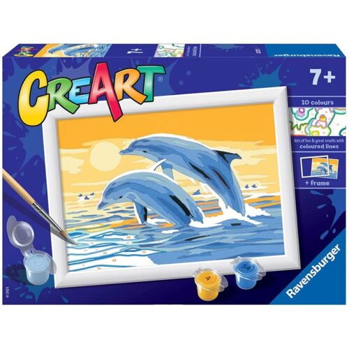 Kit de pintura creativa CreArt delfines amigos con pinceles y marco