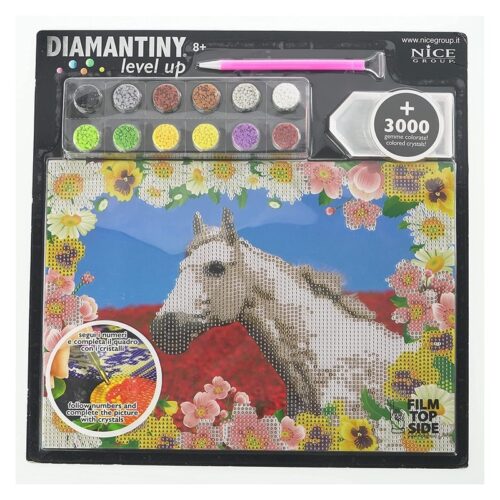 Kit de manualidades Diamantiny Level Up mosaico caballo blanco