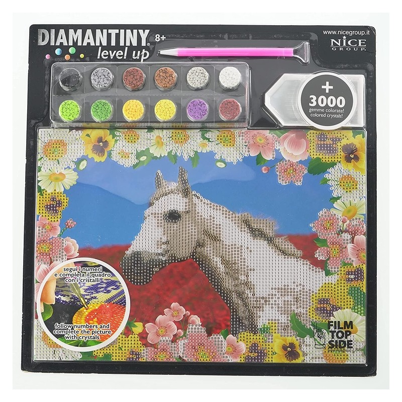 Kit de manualidades Diamantiny Level Up mosaico caballo blanco
