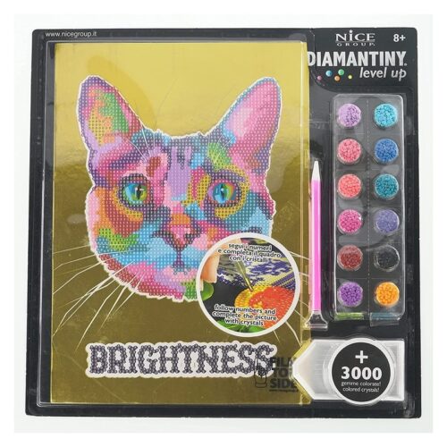 Kit de manualidades Diamantiny Level Up mosaico de gato luminoso