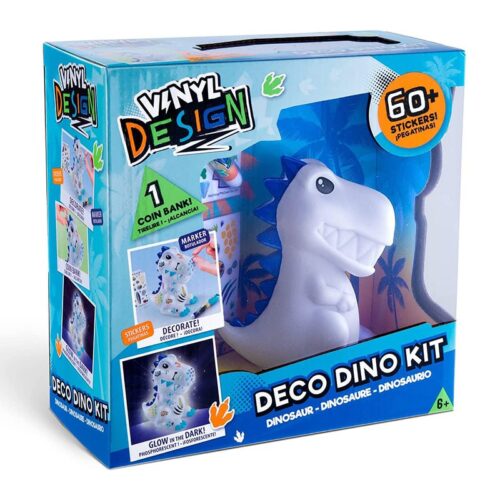 Hucha de dinosaurio para decorar con stickers que brillan en oscuridad