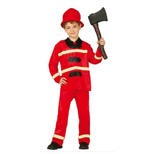 Disfraz bombero infantil talla 7 a 9 años de color rojo Guirca 85590