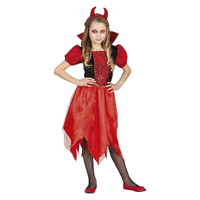 Disfraz de diablesa con diadema con cuernos talla 3 y 4 años