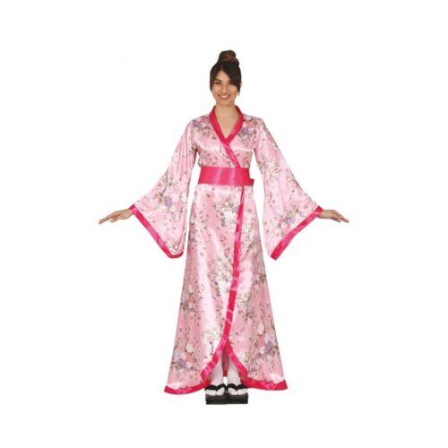 Disfraz de kimono rosa de flores con lazo para adulta talla 38 40